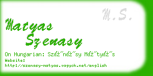 matyas szenasy business card